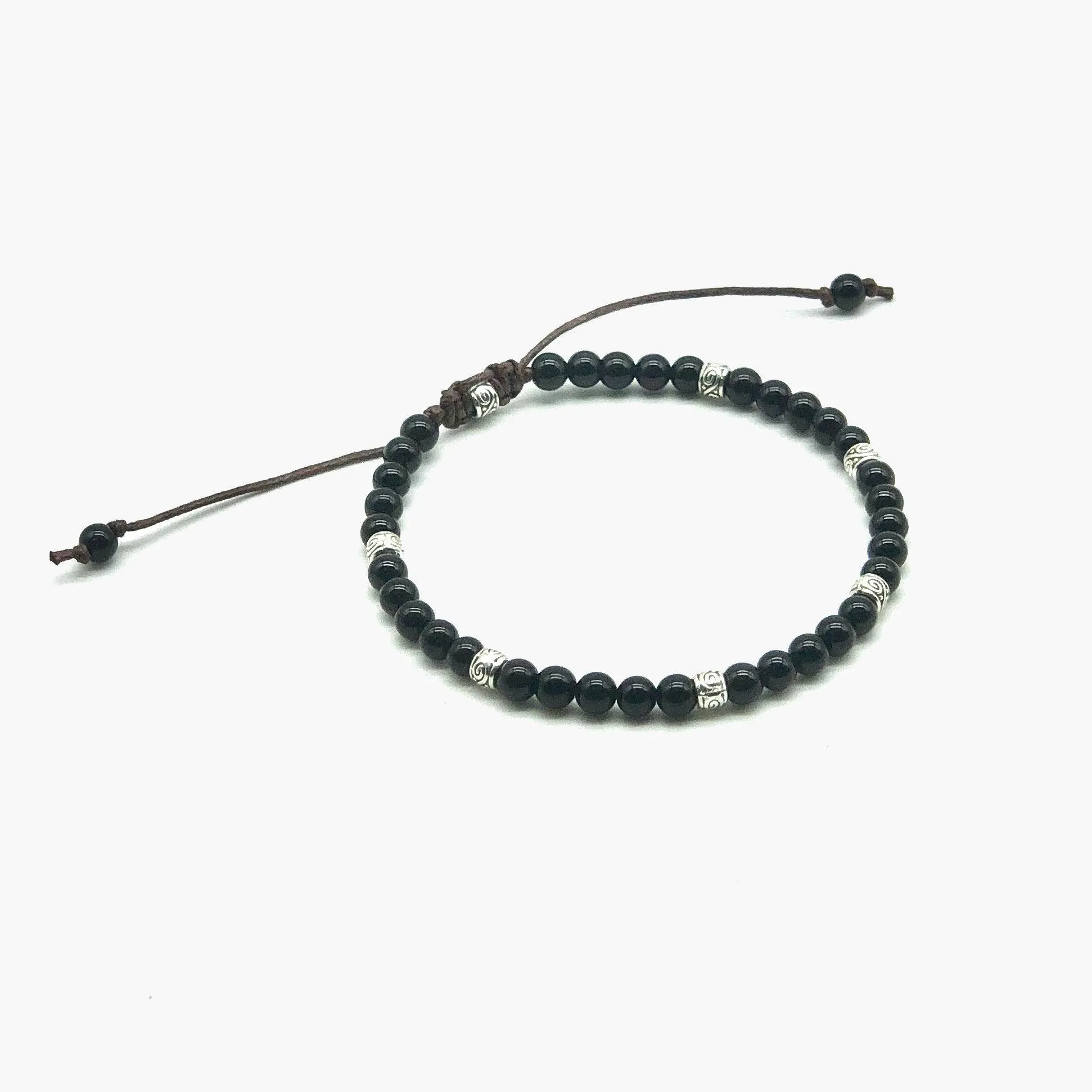 4mm "Macramé" Bracelet (Black Onyx)