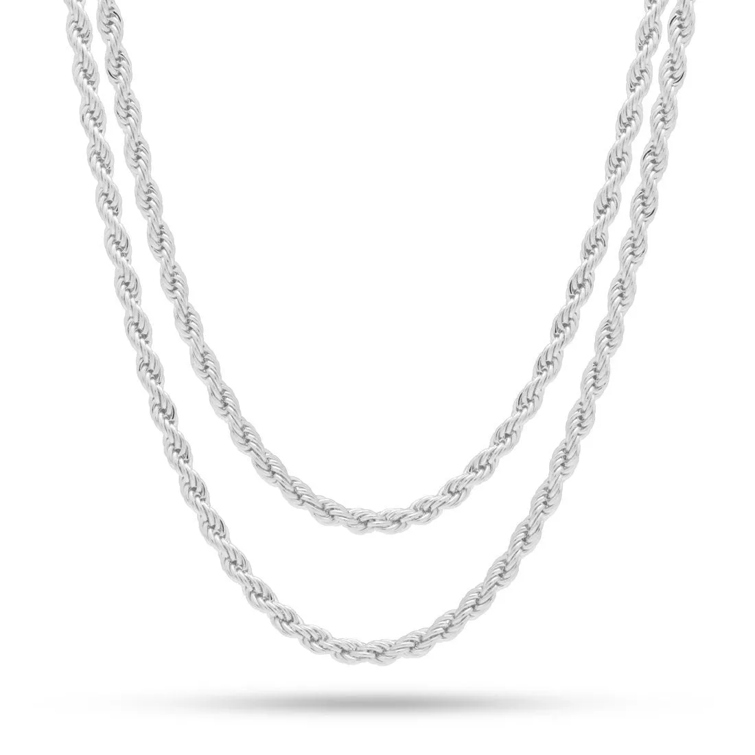 4mm White Gold Rope Choker Set