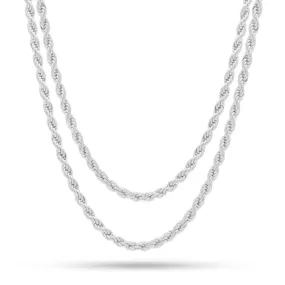 4mm White Gold Rope Choker Set