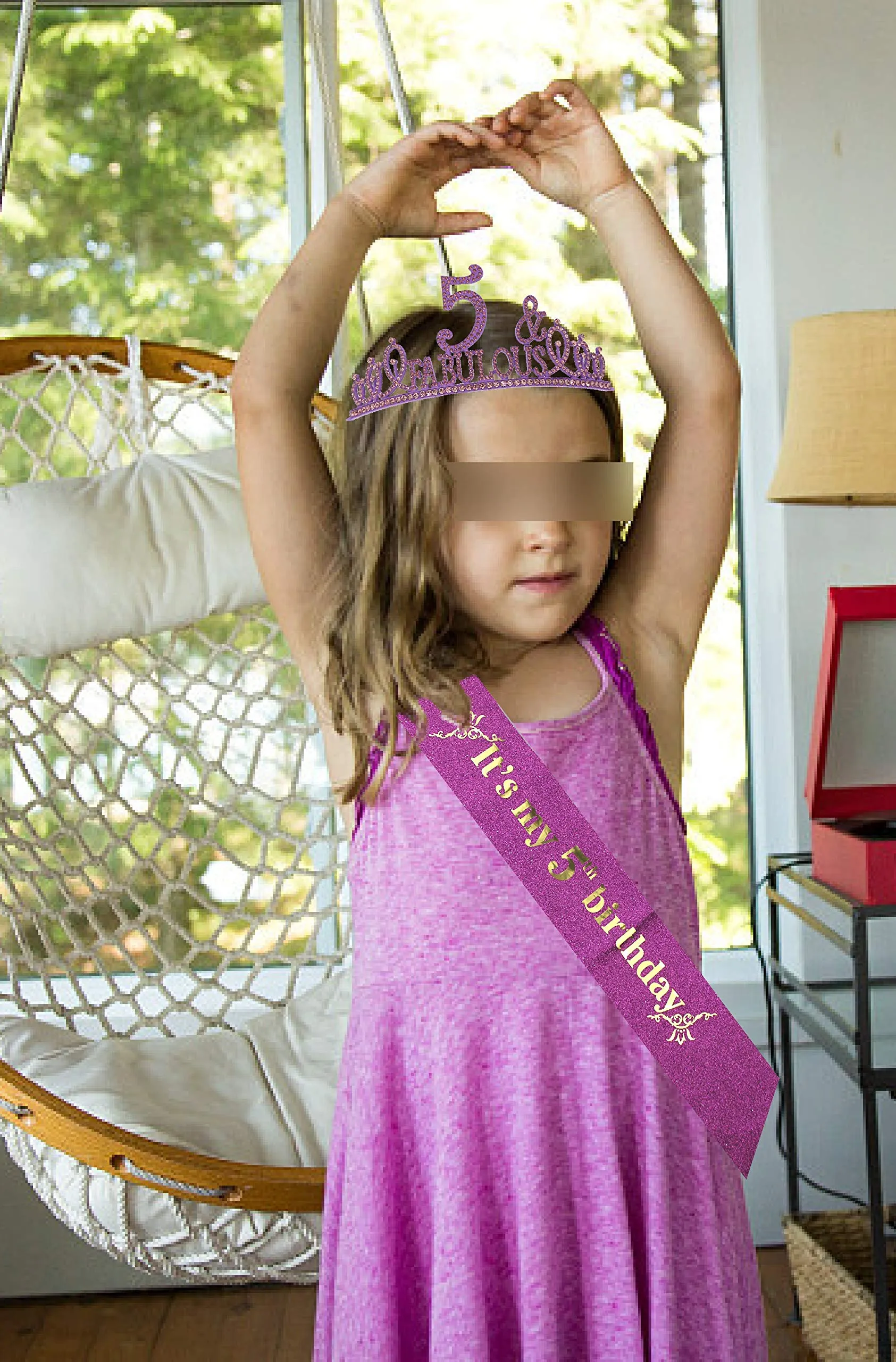 5th Birthday Gifts for Girls,5th Birthday Tiara and Sash Purple,5th Birthday Decorations