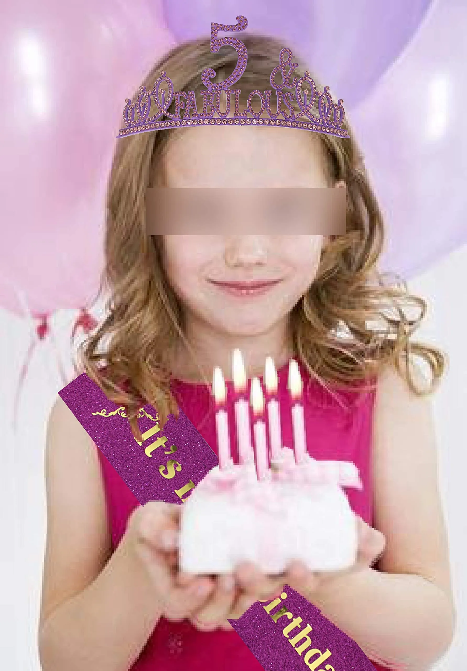 5th Birthday Gifts for Girls,5th Birthday Tiara and Sash Purple,5th Birthday Decorations