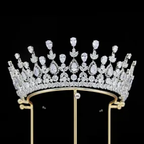 6.4cm Classic Zirconia Wedding Tiara,Women's Crystal Big Tiara for Bride,Prom,Party Head Accessories GH0149