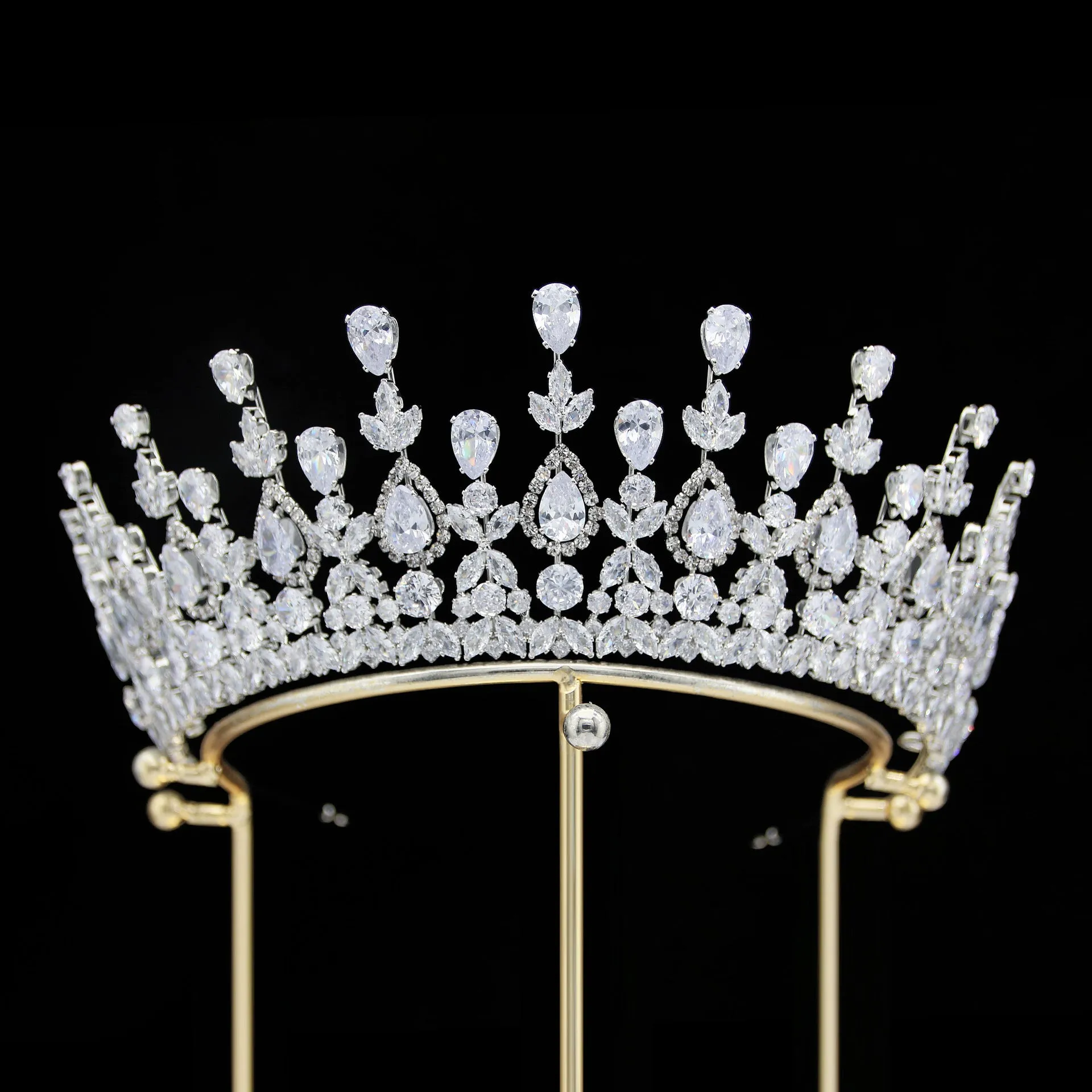 6.4cm Classic Zirconia Wedding Tiara,Women's Crystal Big Tiara for Bride,Prom,Party Head Accessories GH0149