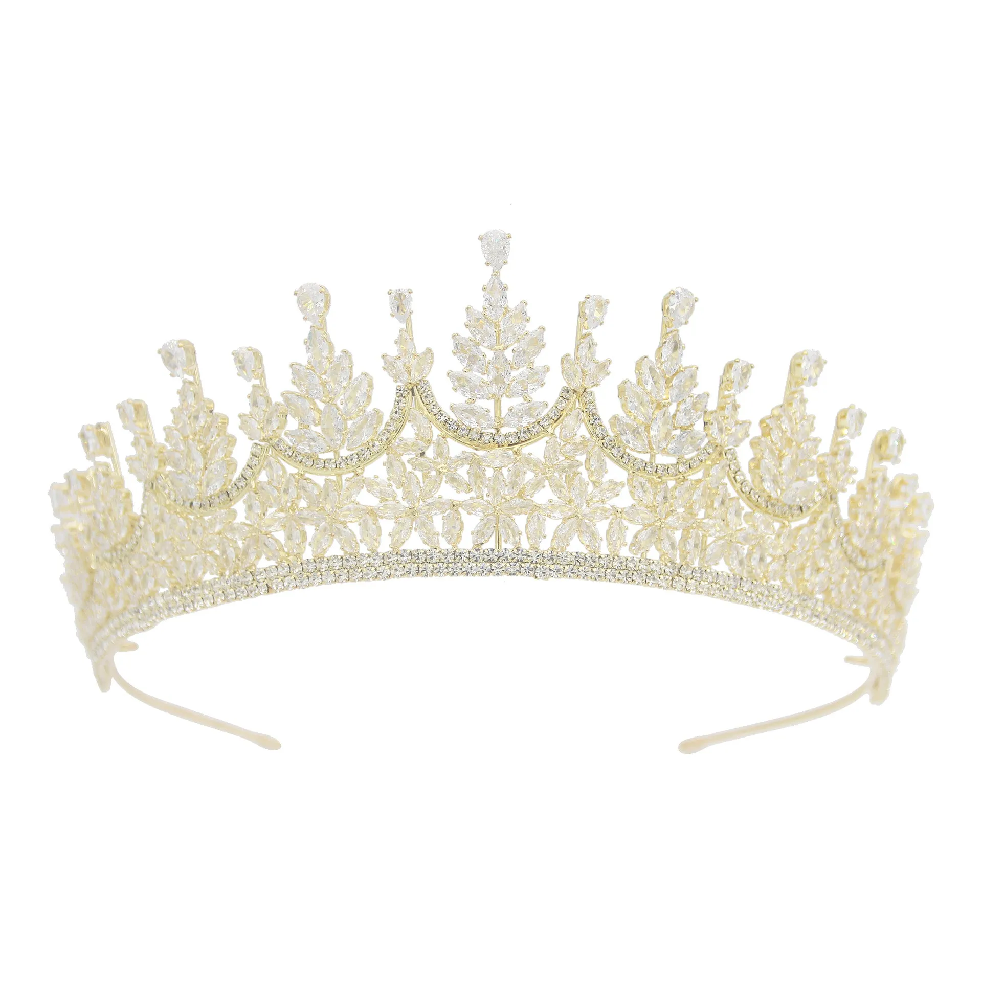 6.4cm Classic Zirconia Wedding Tiara,Women's Crystal Big Tiara for Bride,Prom,Party Head Accessories GH0150