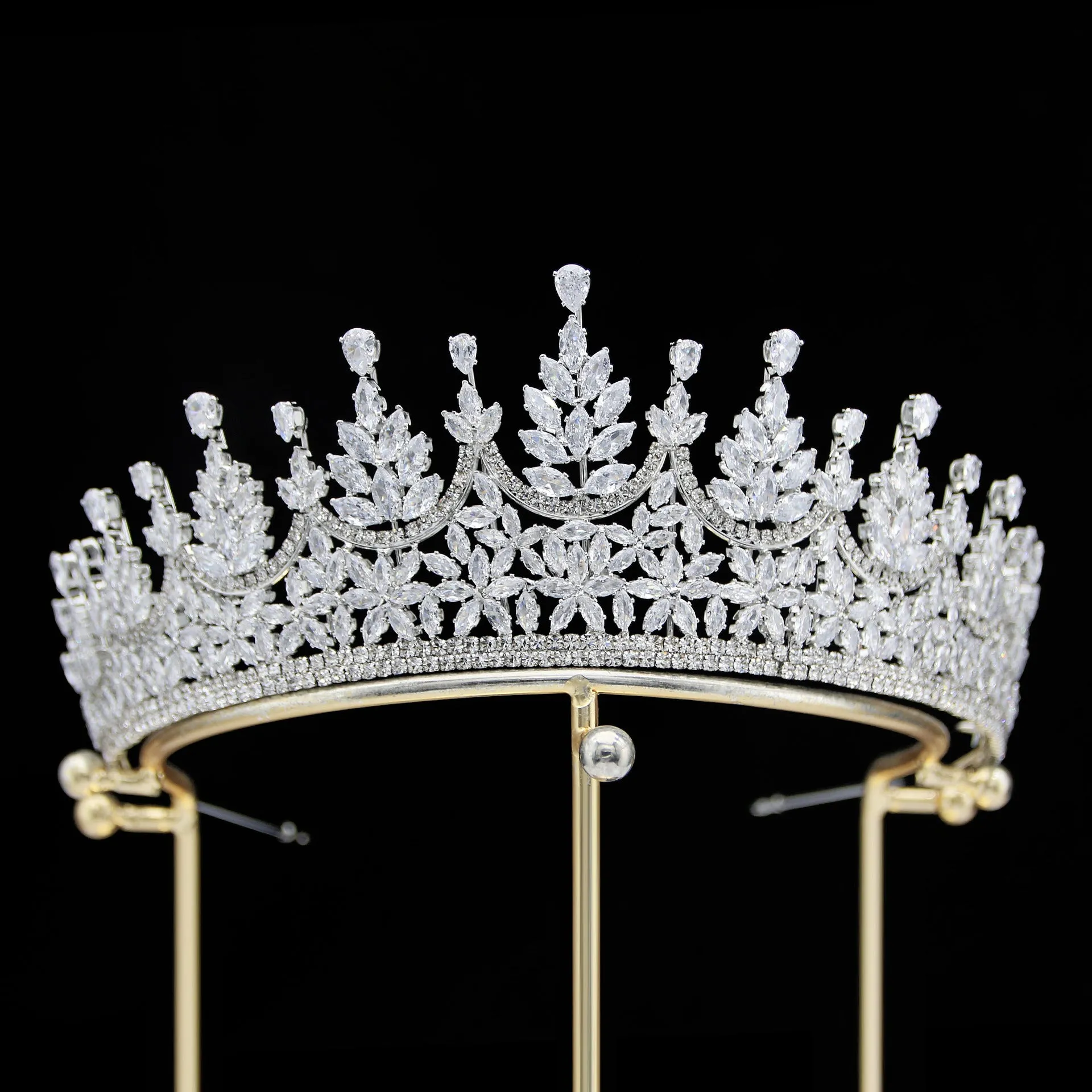 6.4cm Classic Zirconia Wedding Tiara,Women's Crystal Big Tiara for Bride,Prom,Party Head Accessories GH0150