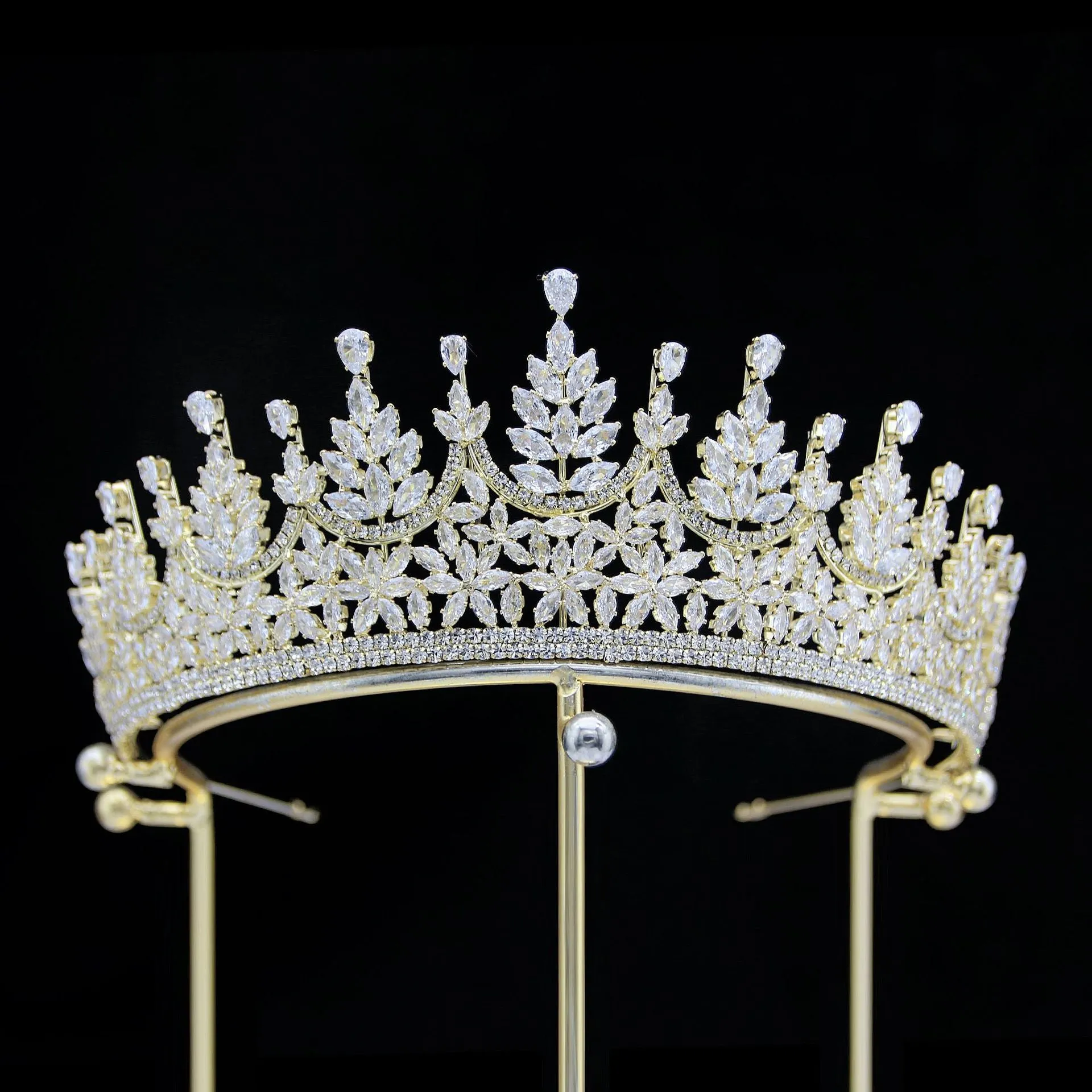 6.4cm Classic Zirconia Wedding Tiara,Women's Crystal Big Tiara for Bride,Prom,Party Head Accessories GH0150