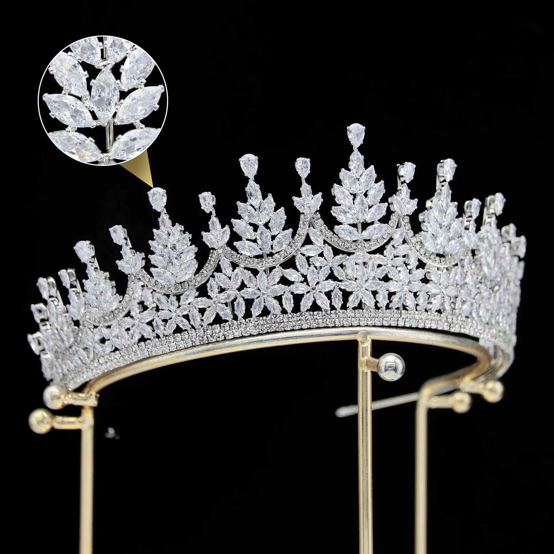 6.4cm Classic Zirconia Wedding Tiara,Women's Crystal Big Tiara for Bride,Prom,Party Head Accessories GH0150