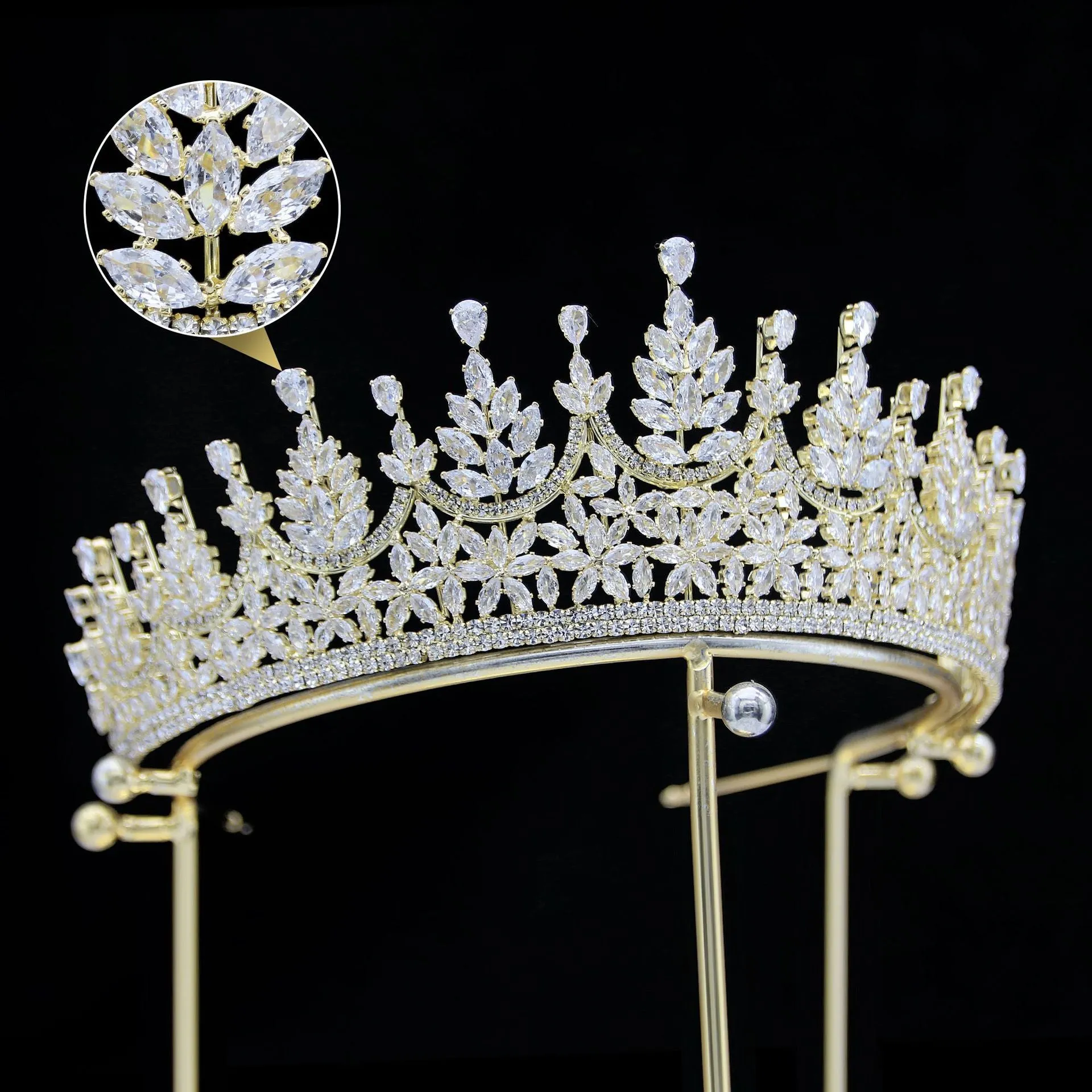 6.4cm Classic Zirconia Wedding Tiara,Women's Crystal Big Tiara for Bride,Prom,Party Head Accessories GH0150