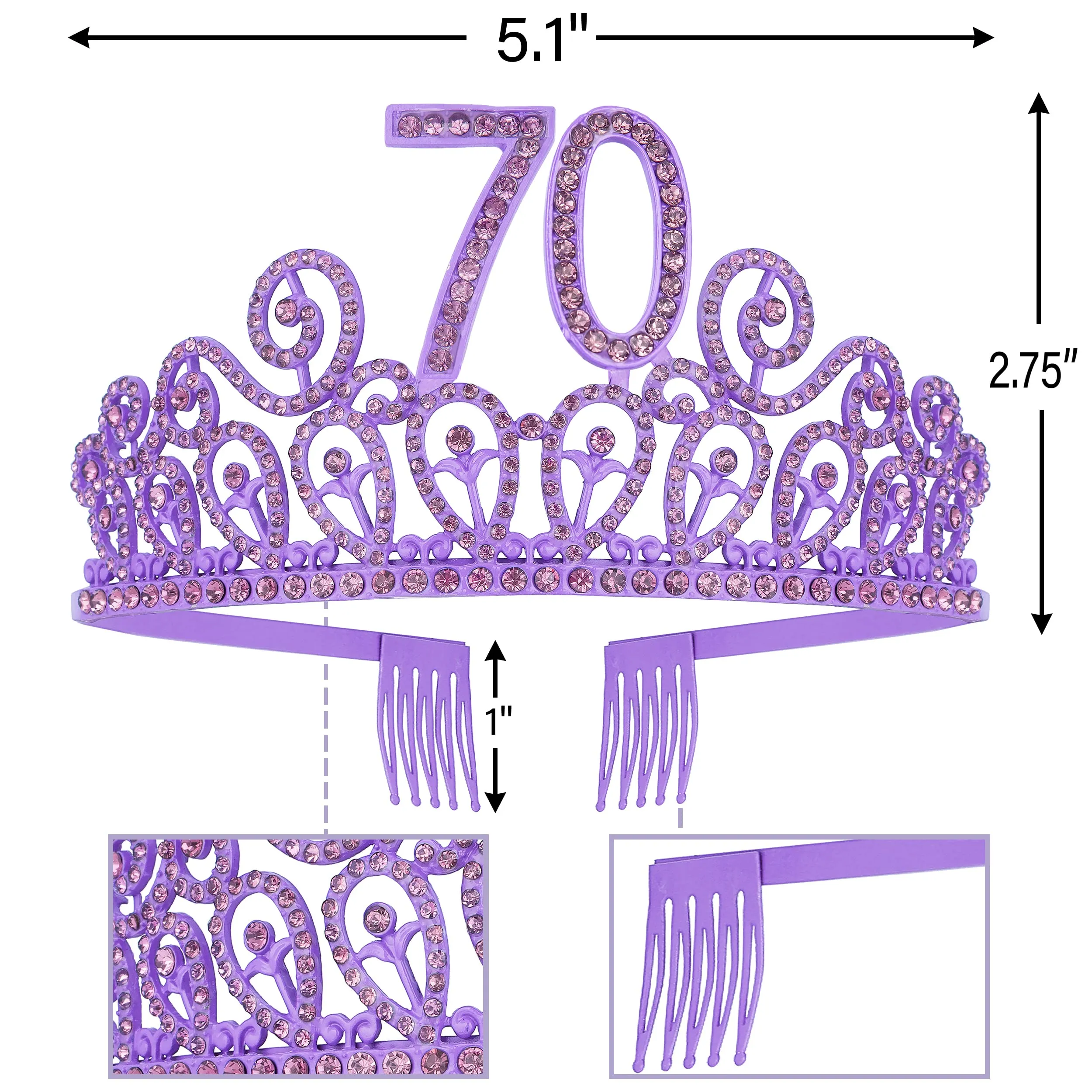 70th Birthday Sash And Tiara For Women - Fabulous Glitter Sash   Butterflies