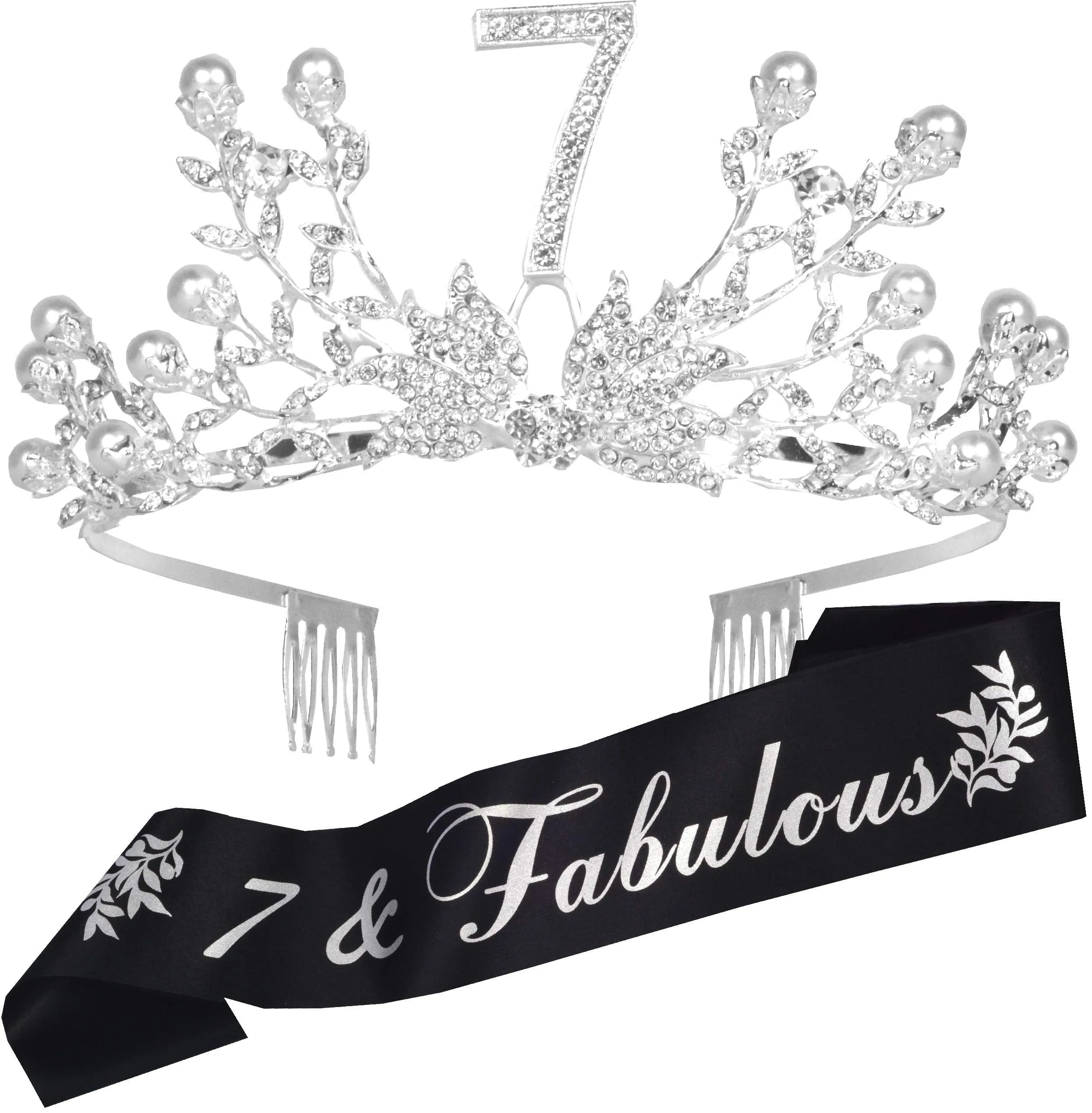 7th Birthday, 7th Birthday Gifts for Girls, 7th Birthday Tiara and Sash, 7th Birthday