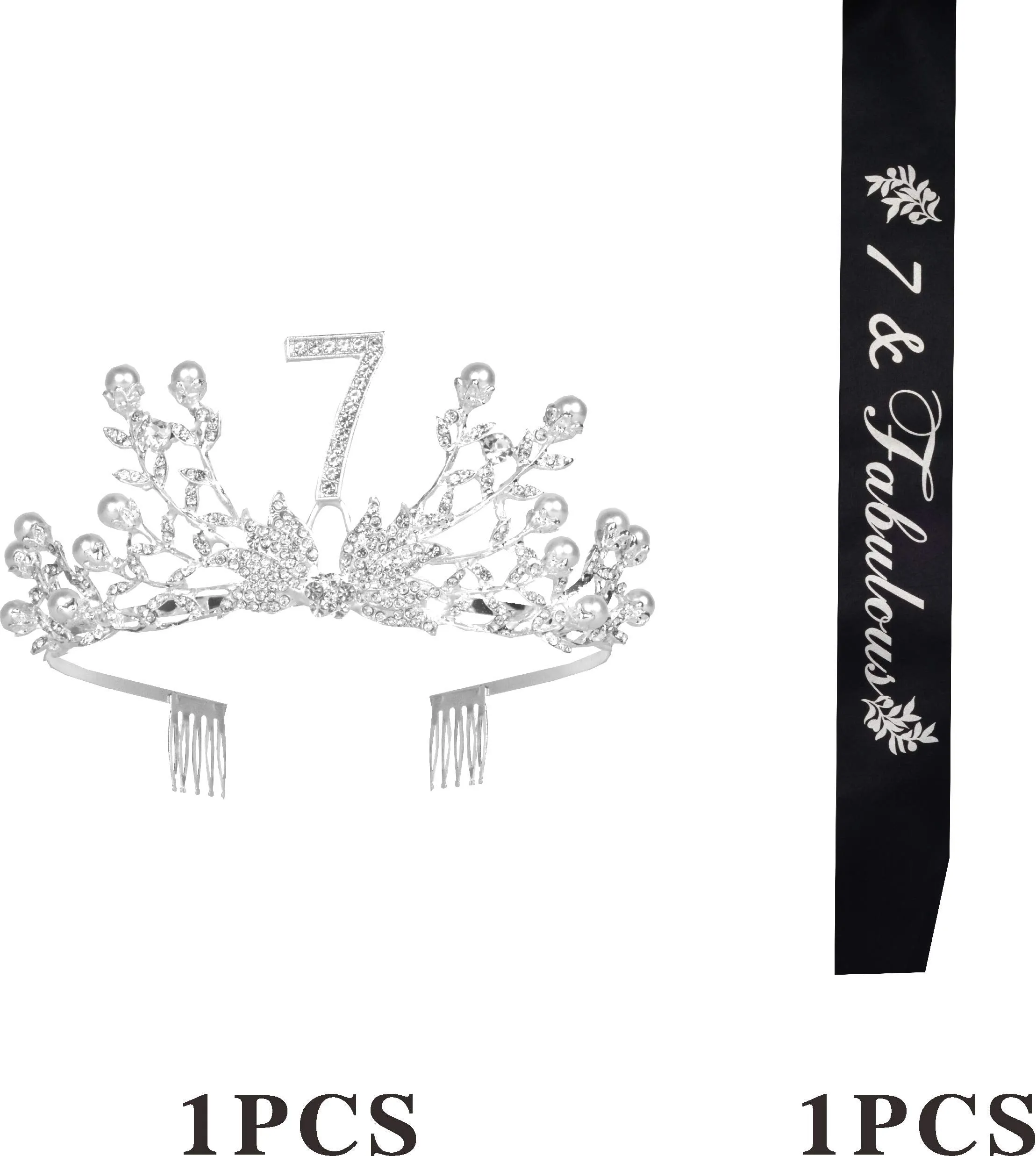 7th Birthday, 7th Birthday Gifts for Girls, 7th Birthday Tiara and Sash, 7th Birthday