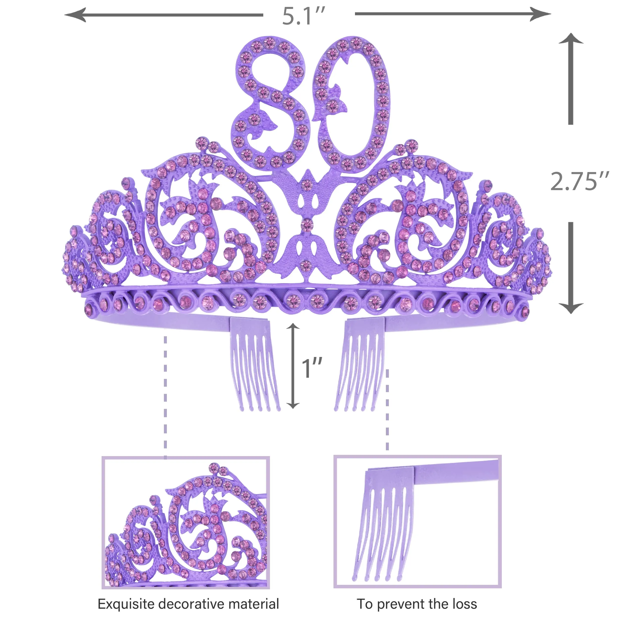 80th Birthday Tiara and Sash,80th Birthday Decorations for Women, 80th Birthday Party