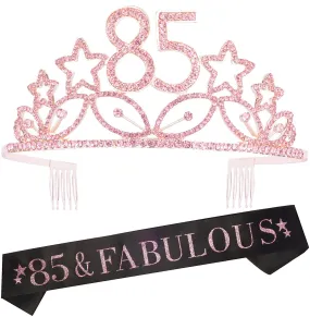 85th Birthday Gifts for Women, 85th Birthday Tiara and Sash, Happy 85th Birthday Party