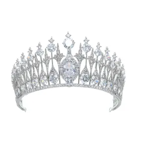 8cm Zirconia Dutch Sapphire Replica Tiara for Wedding,Crystal Queens Tiaras for Women HG010SIL