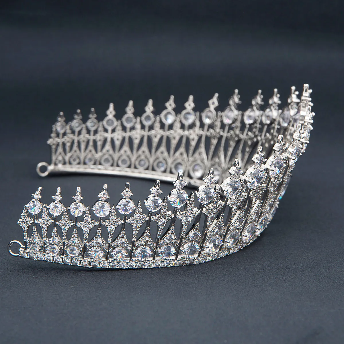 8cm Zirconia Dutch Sapphire Replica Tiara for Wedding,Crystal Queens Tiaras for Women HG010SIL