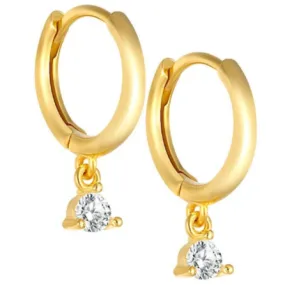 925 Sterling Silver and 18K Gold-Filled Zirconia Huggie Hoops