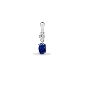 9ct White Diamonds - 4pts Sapphire - 65pts Drop Pendant