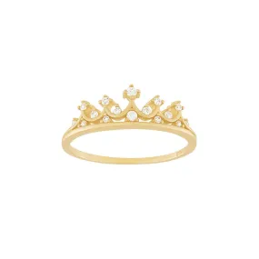 9ct Yellow Gold Princess Tiara Ring with Cubic Zirconia