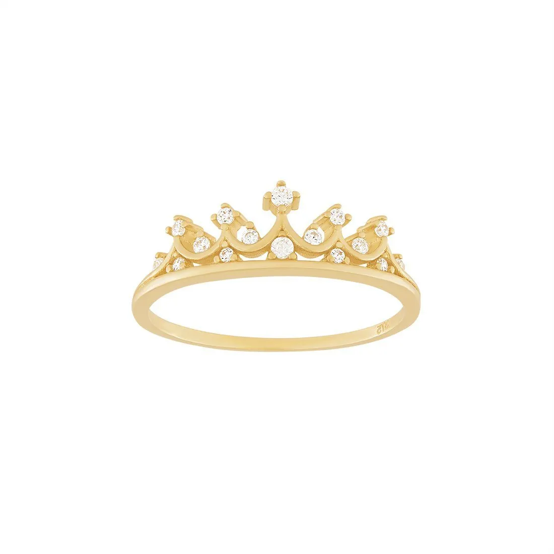 9ct Yellow Gold Princess Tiara Ring with Cubic Zirconia