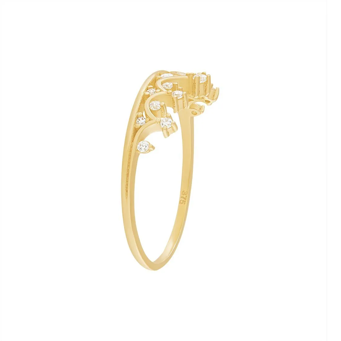 9ct Yellow Gold Princess Tiara Ring with Cubic Zirconia