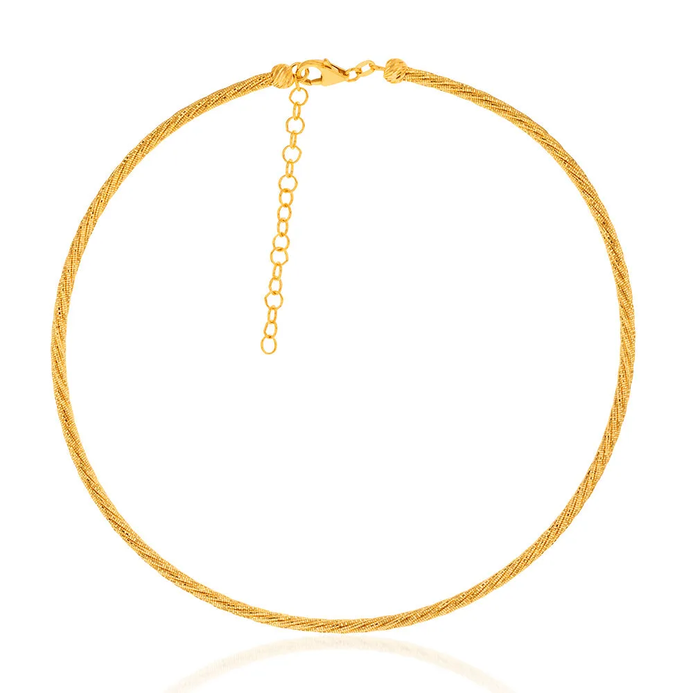 9ct Yellow Gold Sparkling Memory Omega 33 5cm Choker Chain