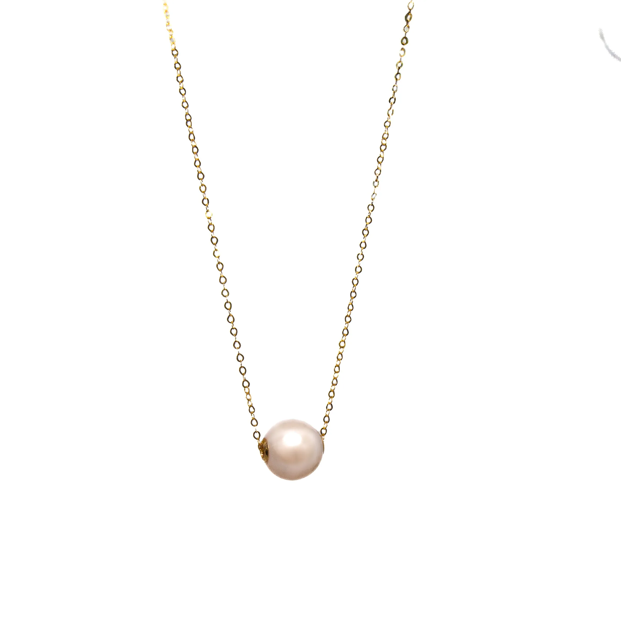 9mm Single Pearl Serenade Gold Necklace