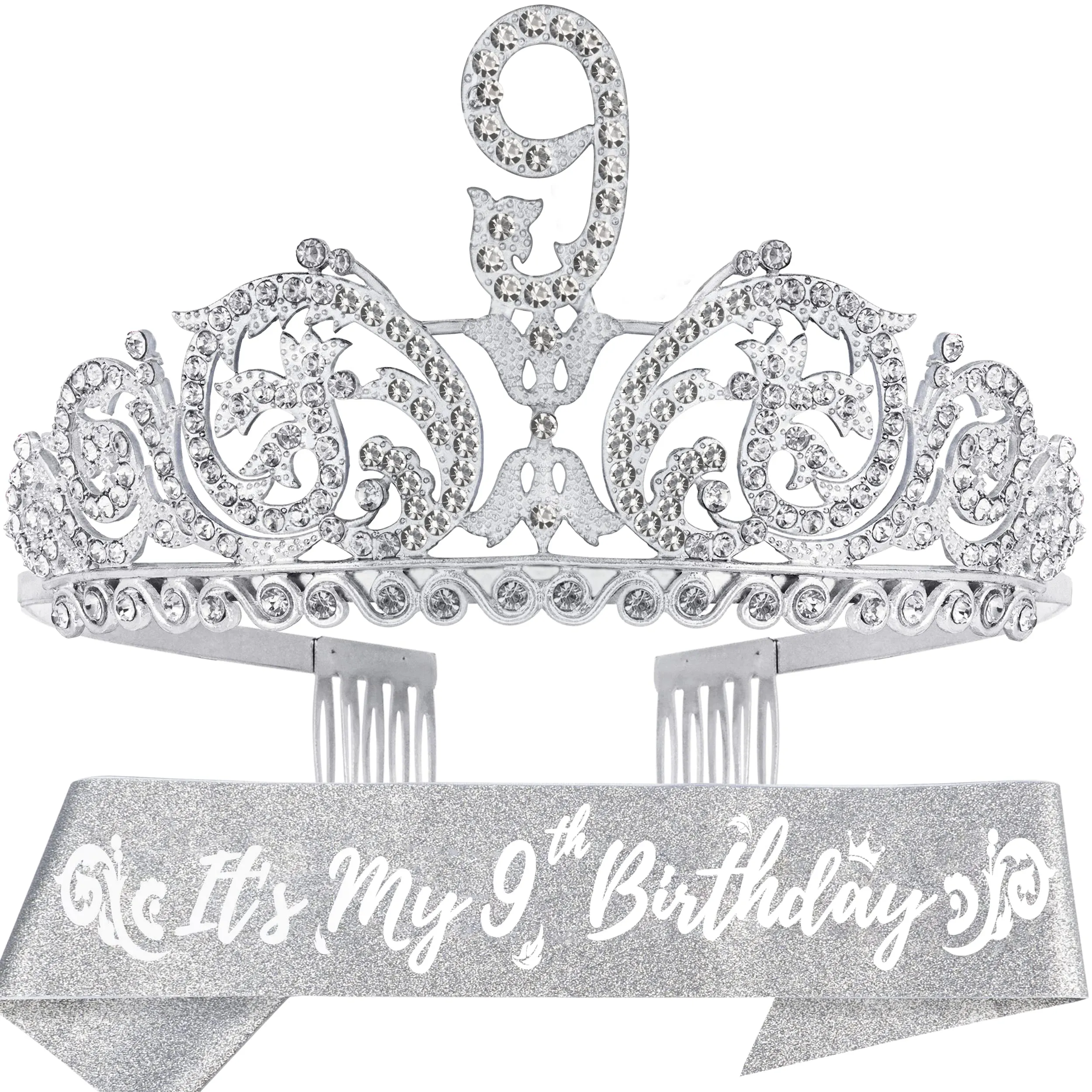 9th Birthday, 9th Birthday Decorations for Girls, 9th Birthday Tiara and Sash, 9th