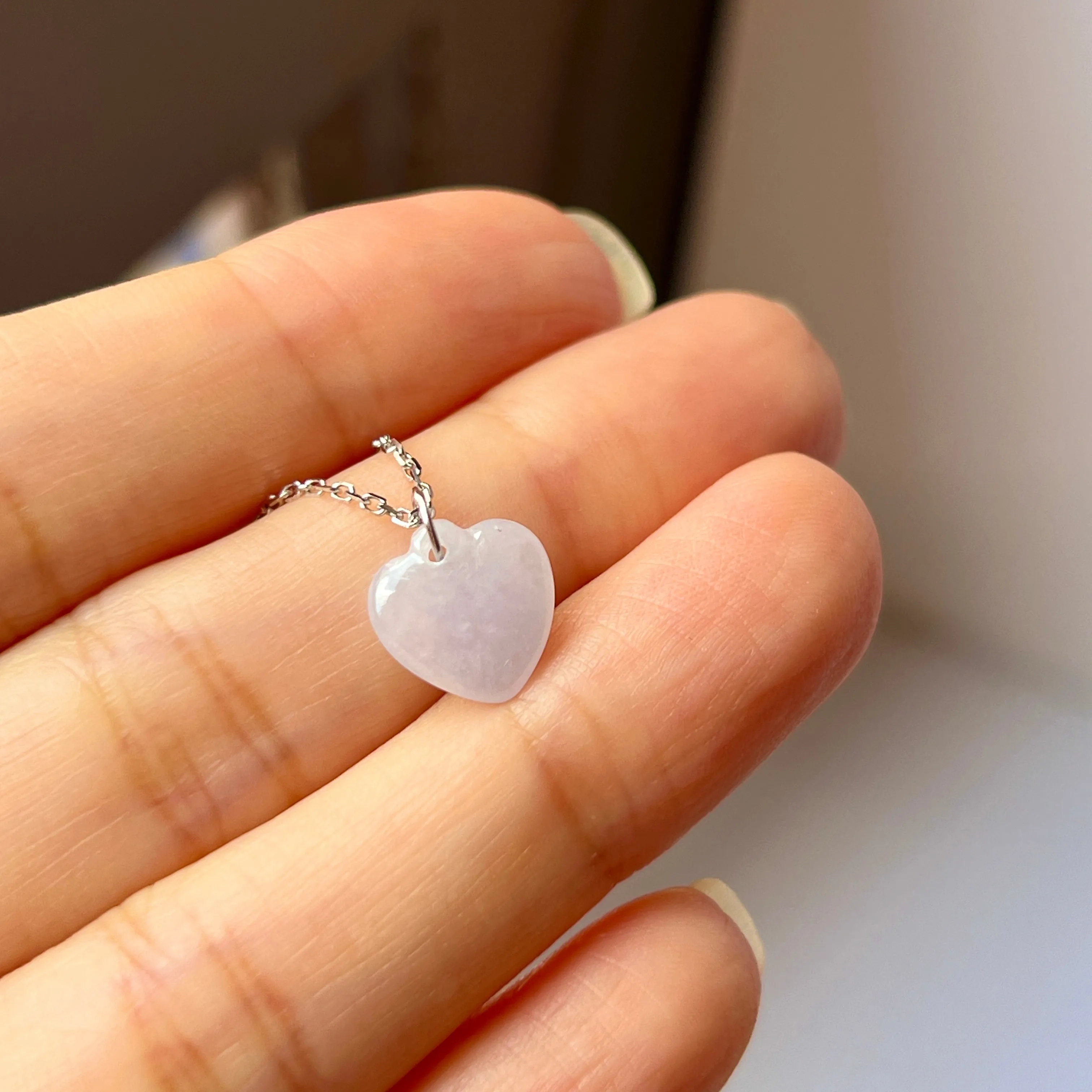 A-Grade Lavender Jadeite Heart Pendant No. 172525