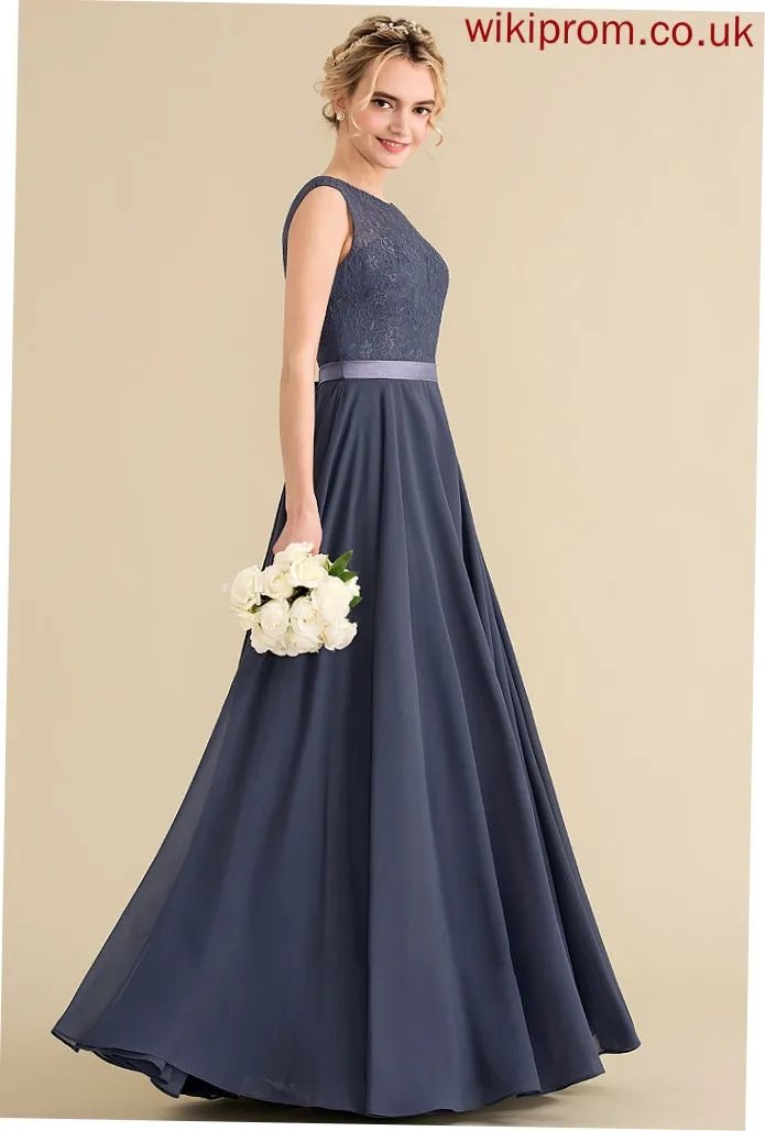 A-Line Neckline ScoopNeck Fabric Length Silhouette Embellishment Floor-Length Bow(s) Tiara Floor Length Sleeveless Bridesmaid Dresses