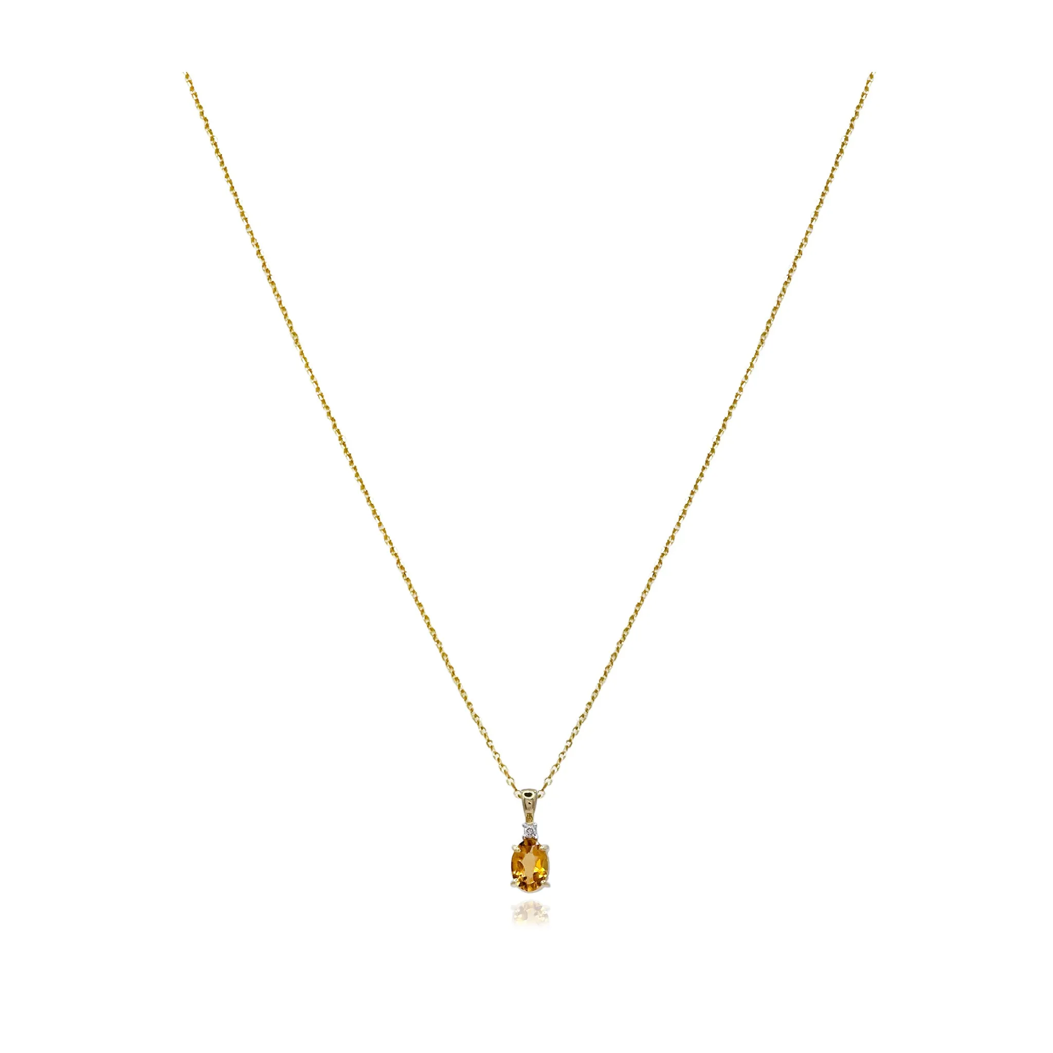 Aine Citrine and Diamond Charm Necklace