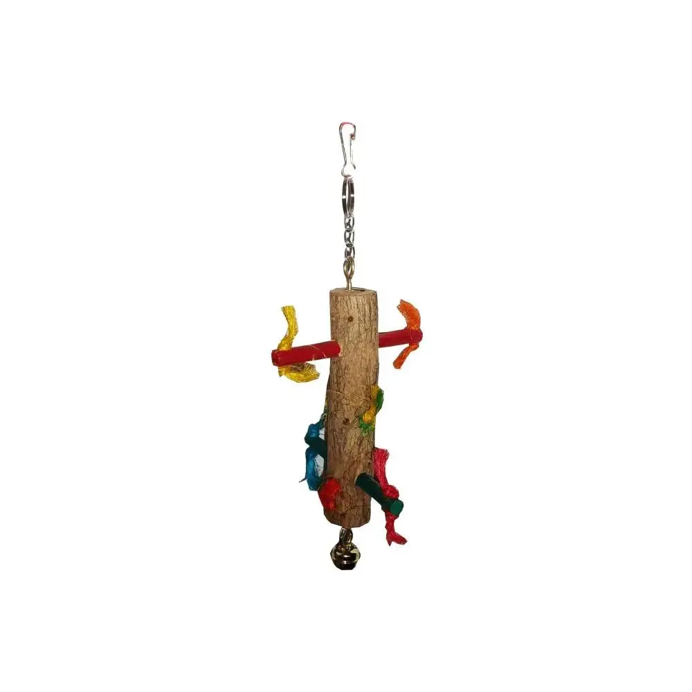 Akwa Sekelbos Wood Pillar With Steps On Chain Small Bird Toy