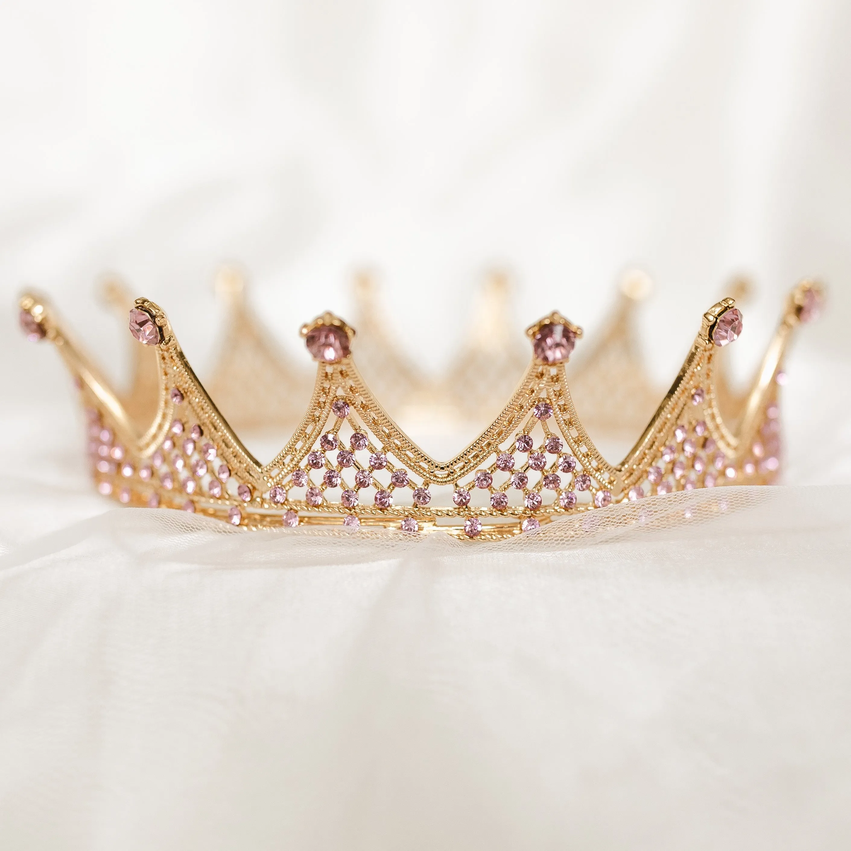 Alex's Crown in Gold & Pink Color Crystals