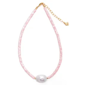 Amalfi Baroque Pearl Necklace in Baby Pink