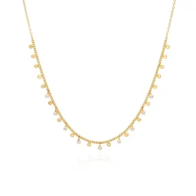 Anna Beck Circle Charm and Pearl Necklace - Gold Plated