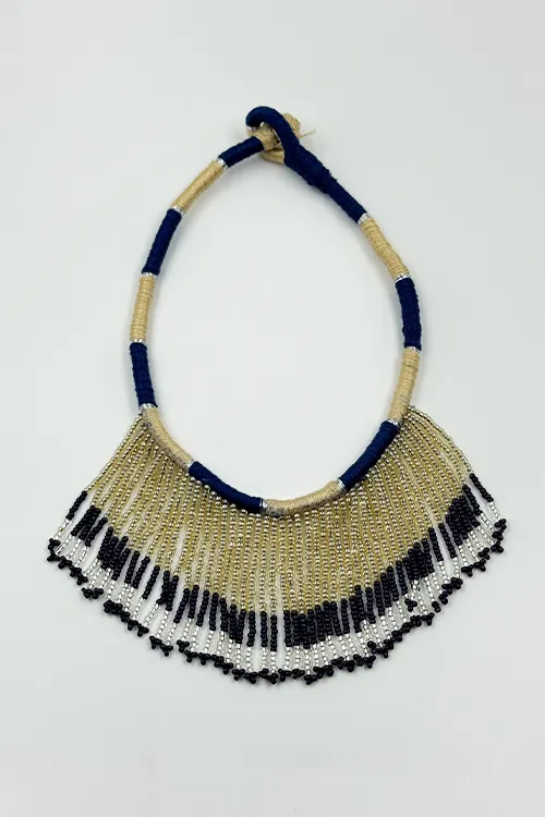 Antarang-  Neel Ratan(Blue), Jumki Bead Choker,  100% Cotton.  Hand Made By Divyang Rural Women.