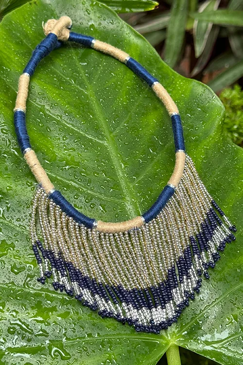 Antarang-  Neel Ratan(Blue), Jumki Bead Choker,  100% Cotton.  Hand Made By Divyang Rural Women.