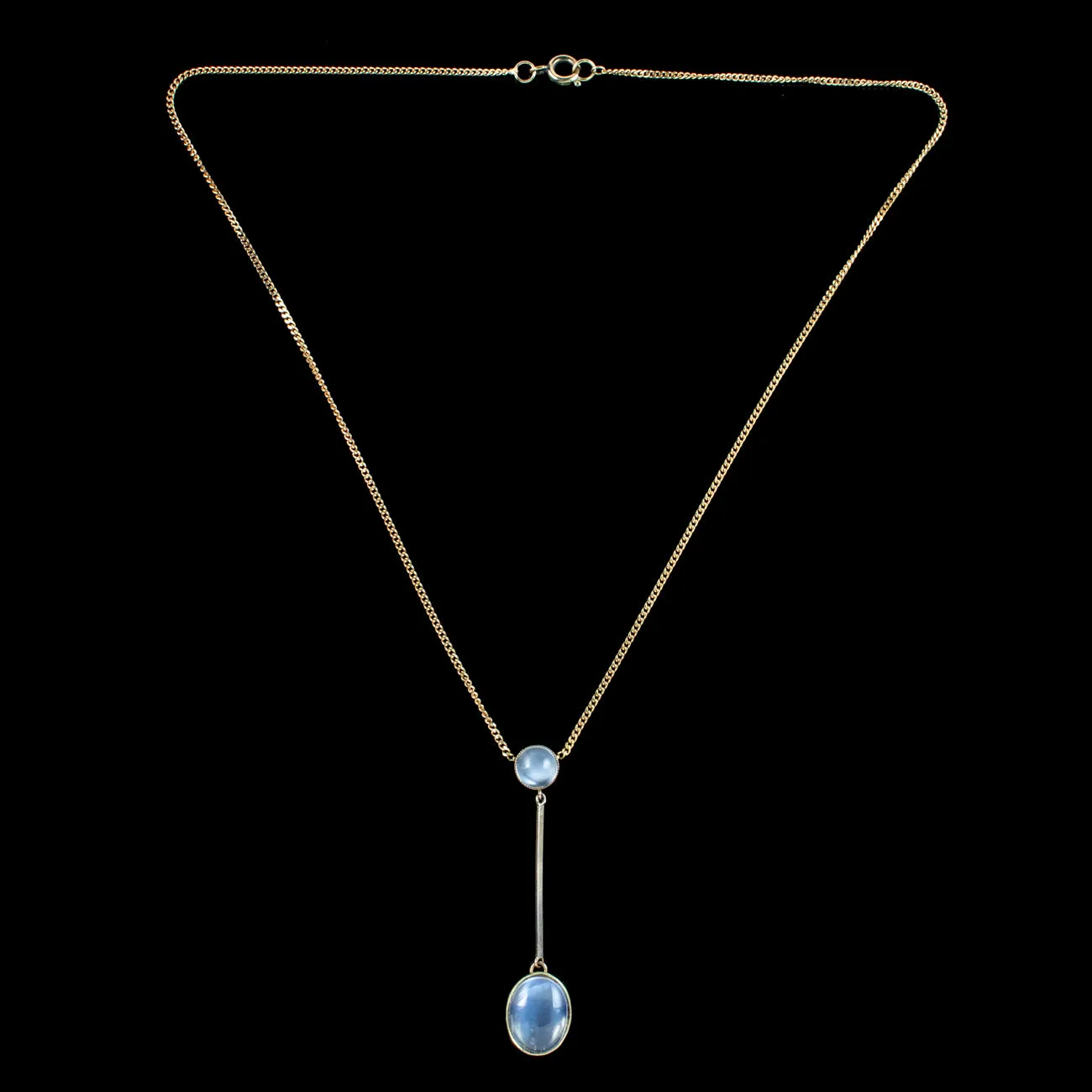 Antique Edwardian Moonstone Lavaliere Necklace 15ct Gold