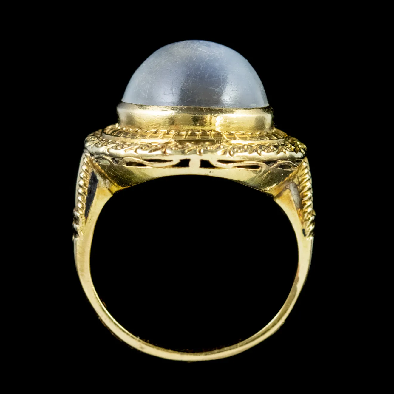 Antique Victorian French Cabochon Moonstone Ring 18Ct Gold Circa 1880