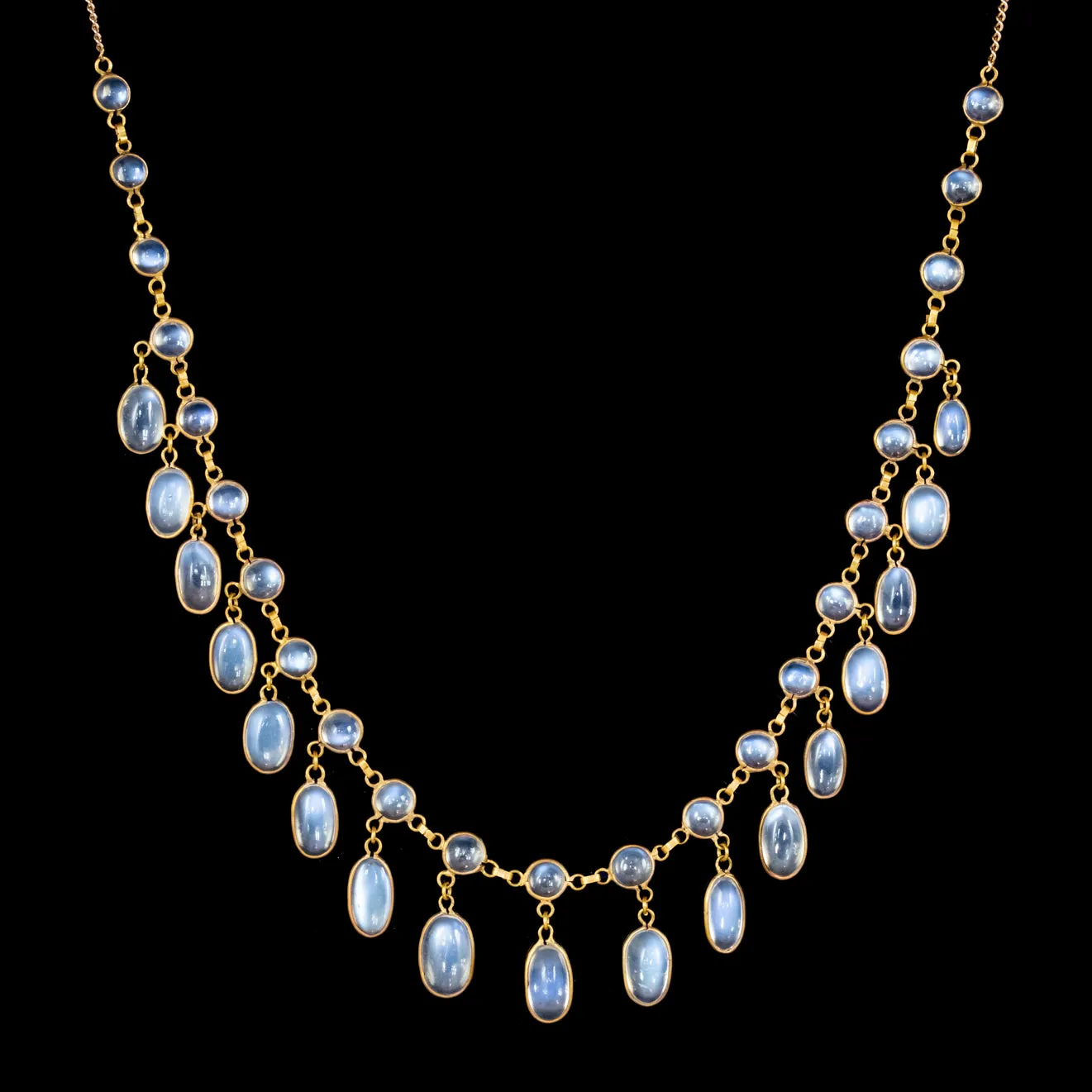 Antique Victorian Garland Moonstone Necklace 9ct Gold Circa 1900