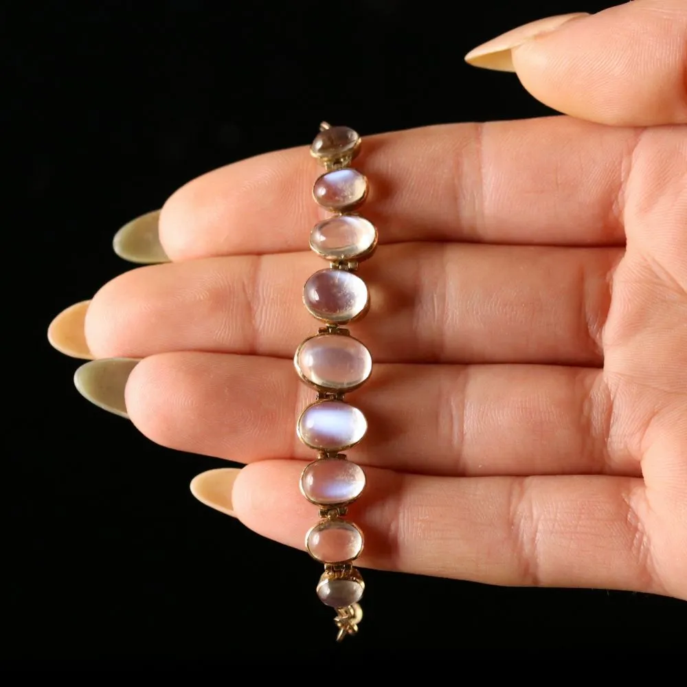 Antique Victorian Gold Moonstone Bracelet Circa 1900