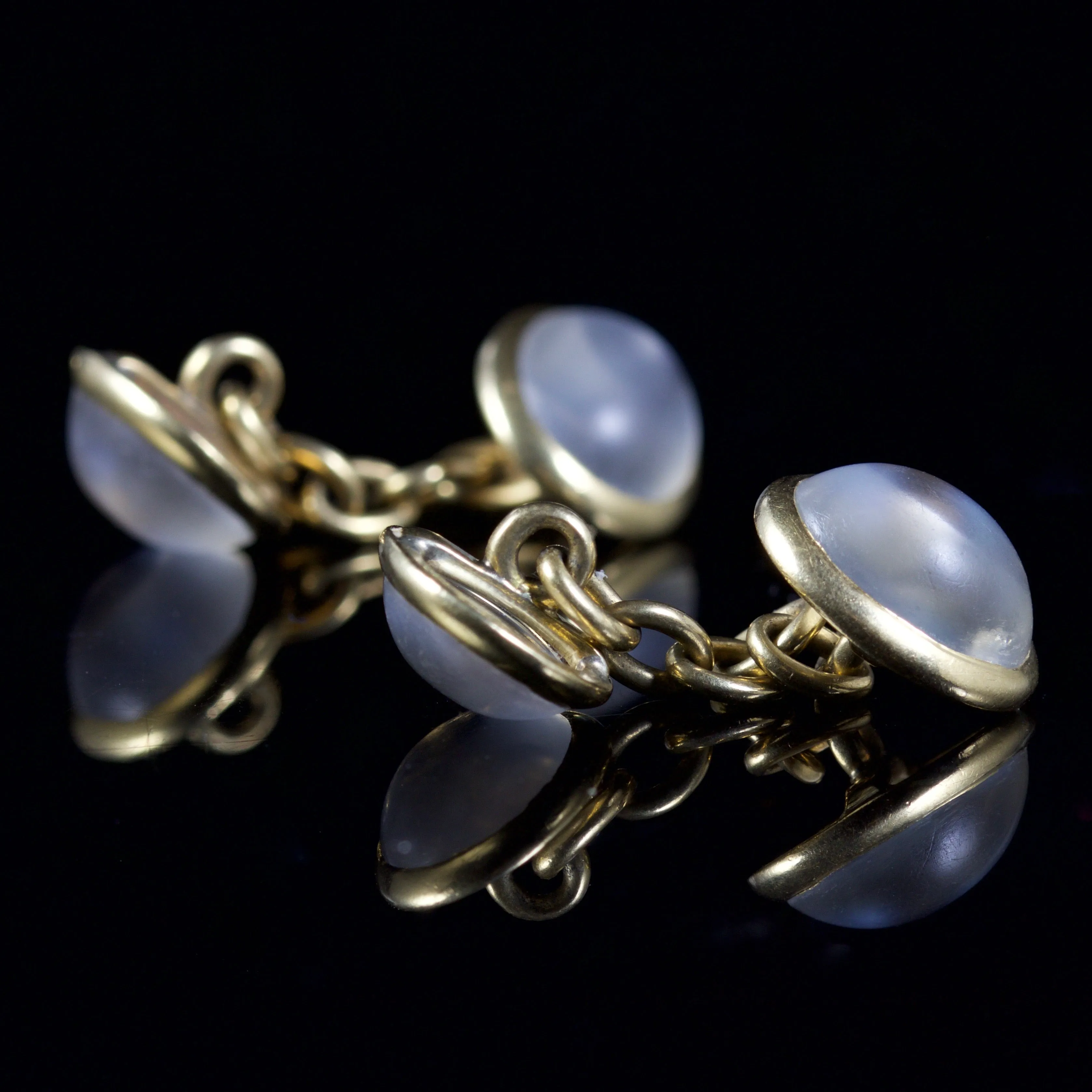 Antique Victorian Moonstone Double Cufflinks 18Ct Circa 1900