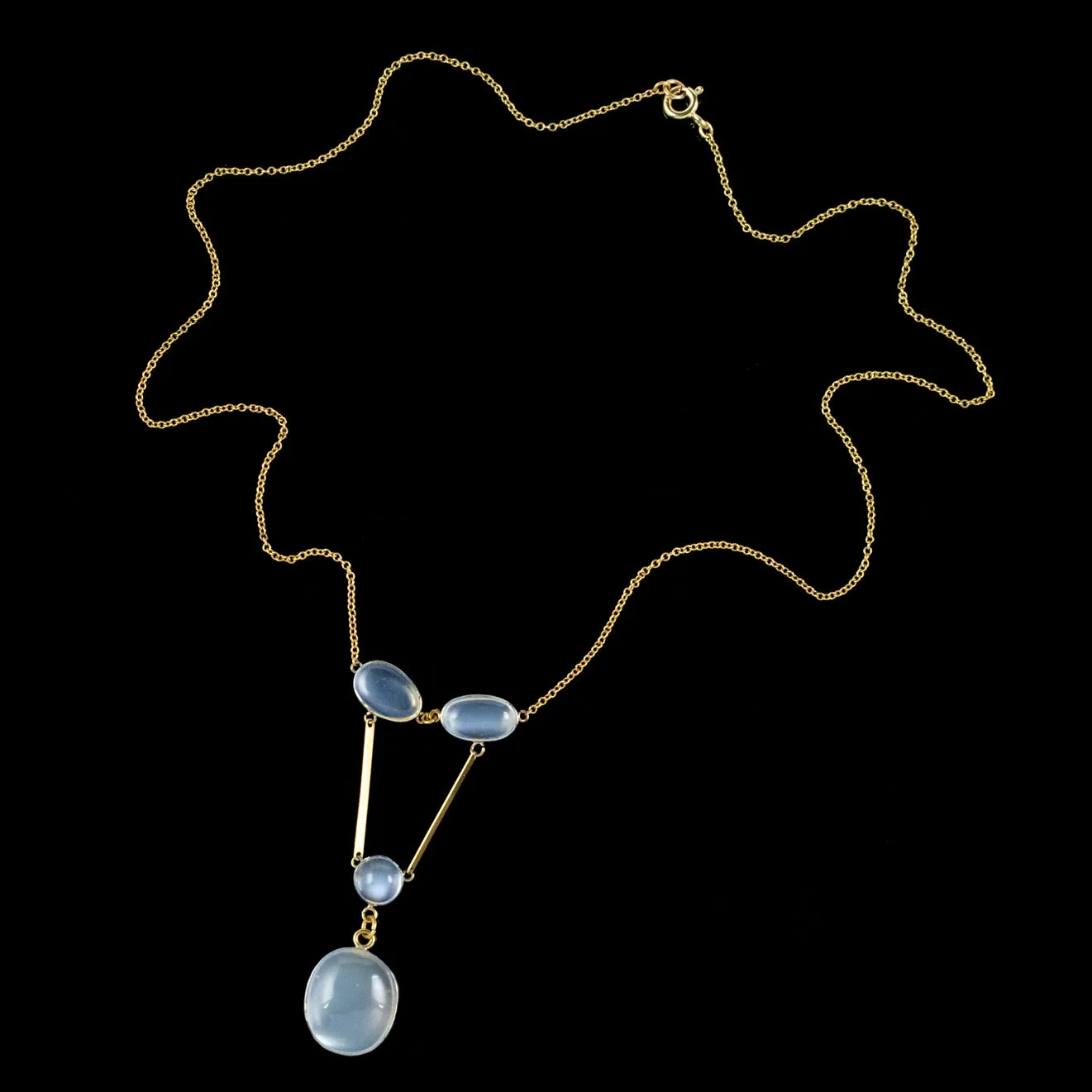 Antique Victorian Moonstone Lavaliere Necklace 18ct Gold Circa 1900