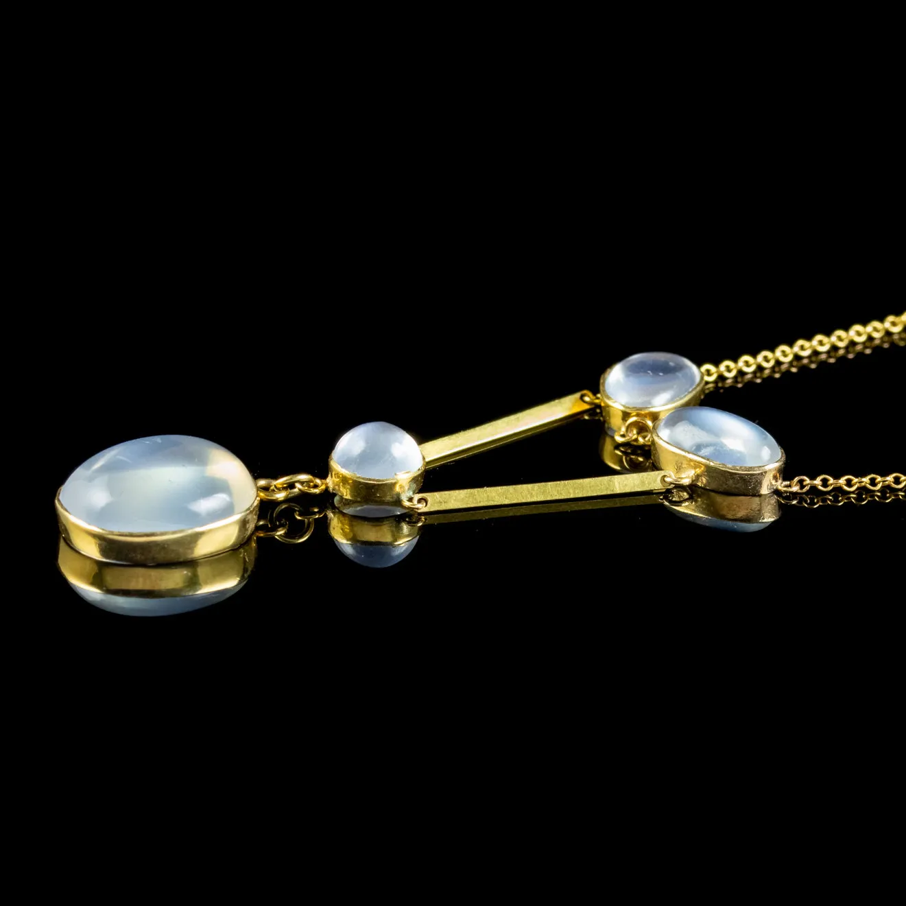 Antique Victorian Moonstone Lavaliere Necklace 18ct Gold Circa 1900