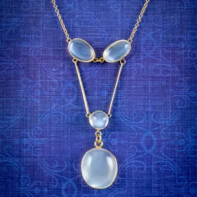 Antique Victorian Moonstone Lavaliere Necklace 18ct Gold Circa 1900