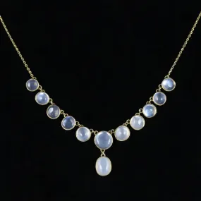 Antique Victorian Moonstone Necklace Circa 1880 18Ct Gold