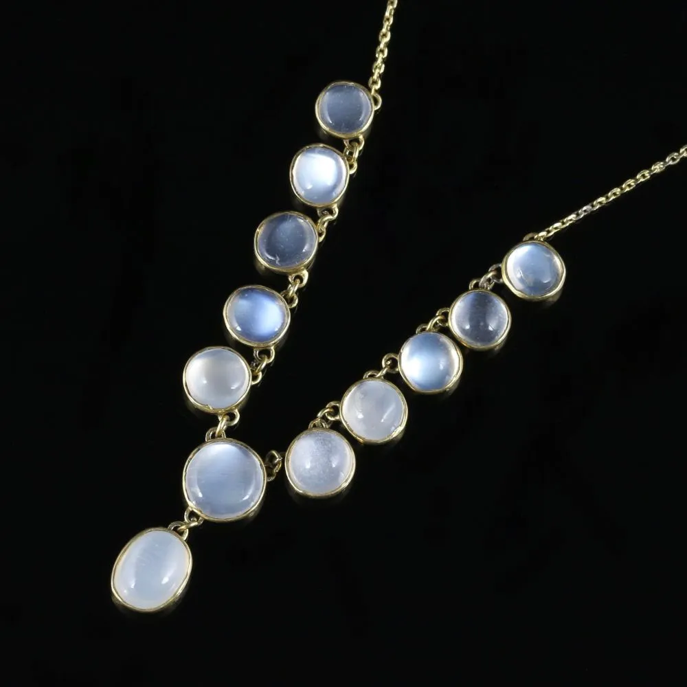 Antique Victorian Moonstone Necklace Circa 1880 18Ct Gold