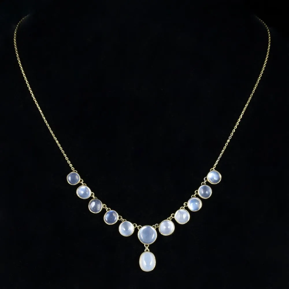 Antique Victorian Moonstone Necklace Circa 1880 18Ct Gold