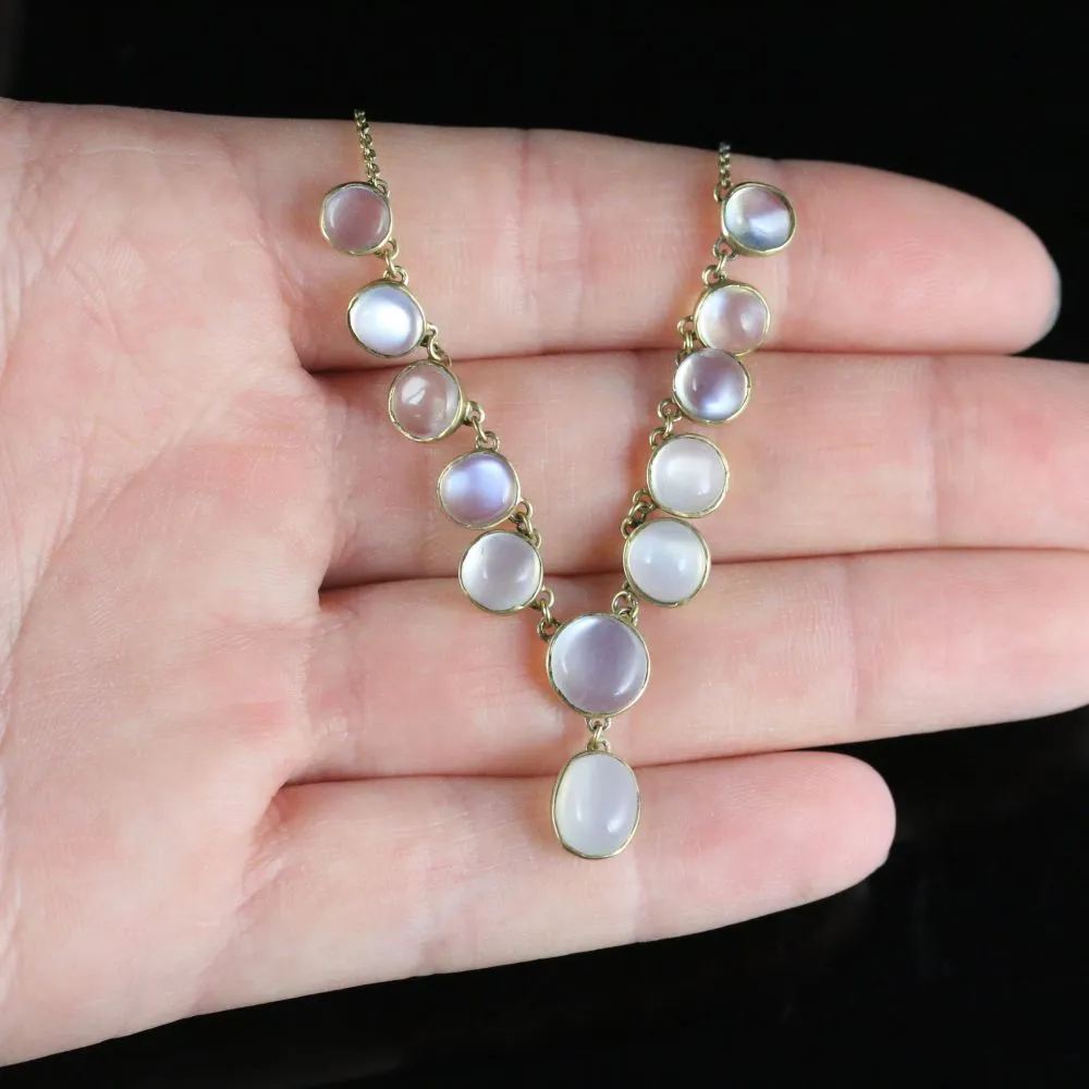 Antique Victorian Moonstone Necklace Circa 1880 18Ct Gold