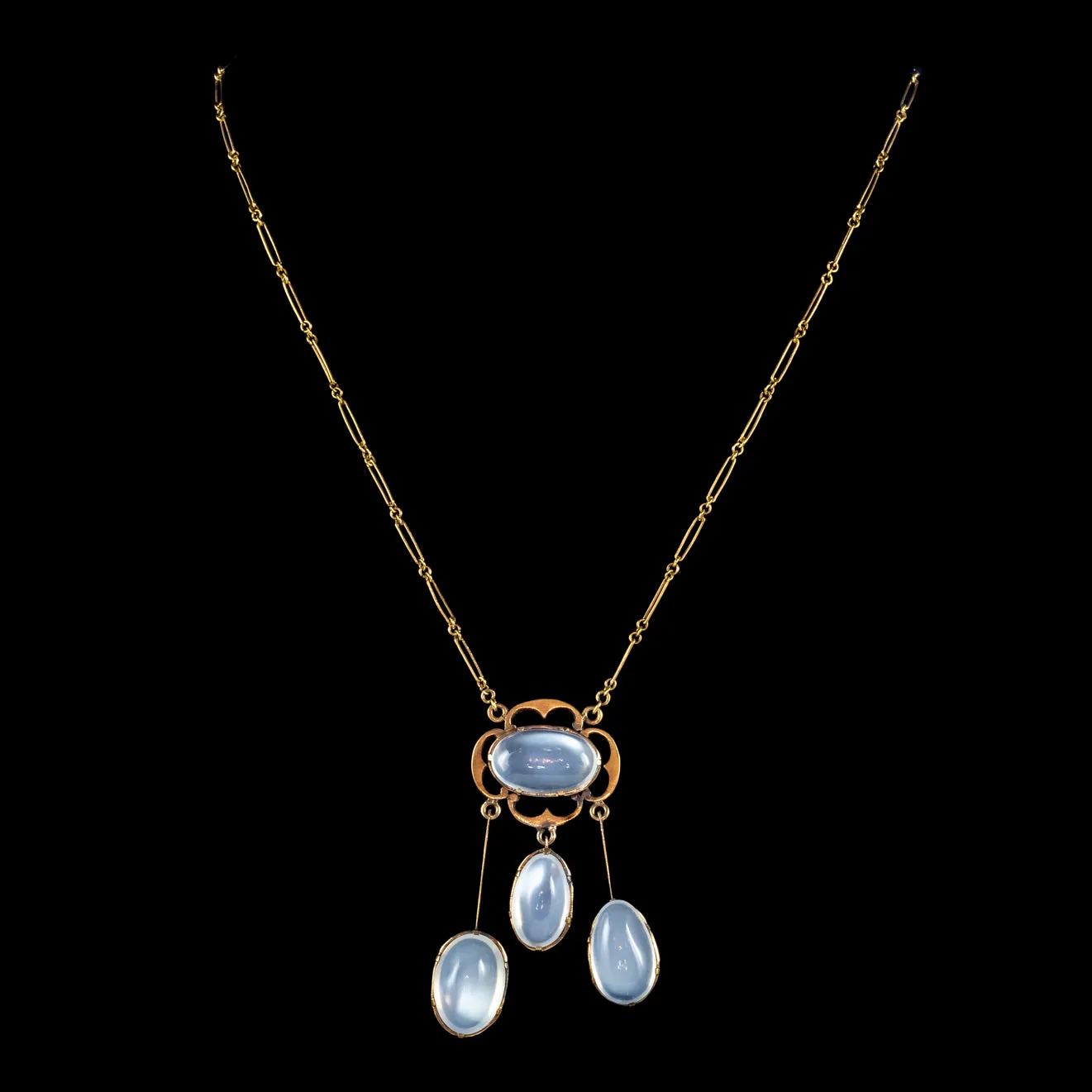 Antique Victorian Moonstone Pendant Necklace 15Ct Gold 25Ct Of Moonstone Circa 1900