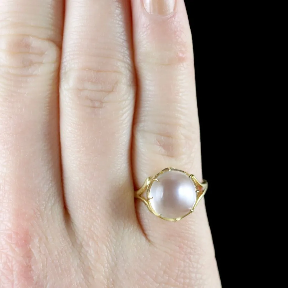 Antique Victorian Moonstone Ring 18Ct Gold Circa 1900